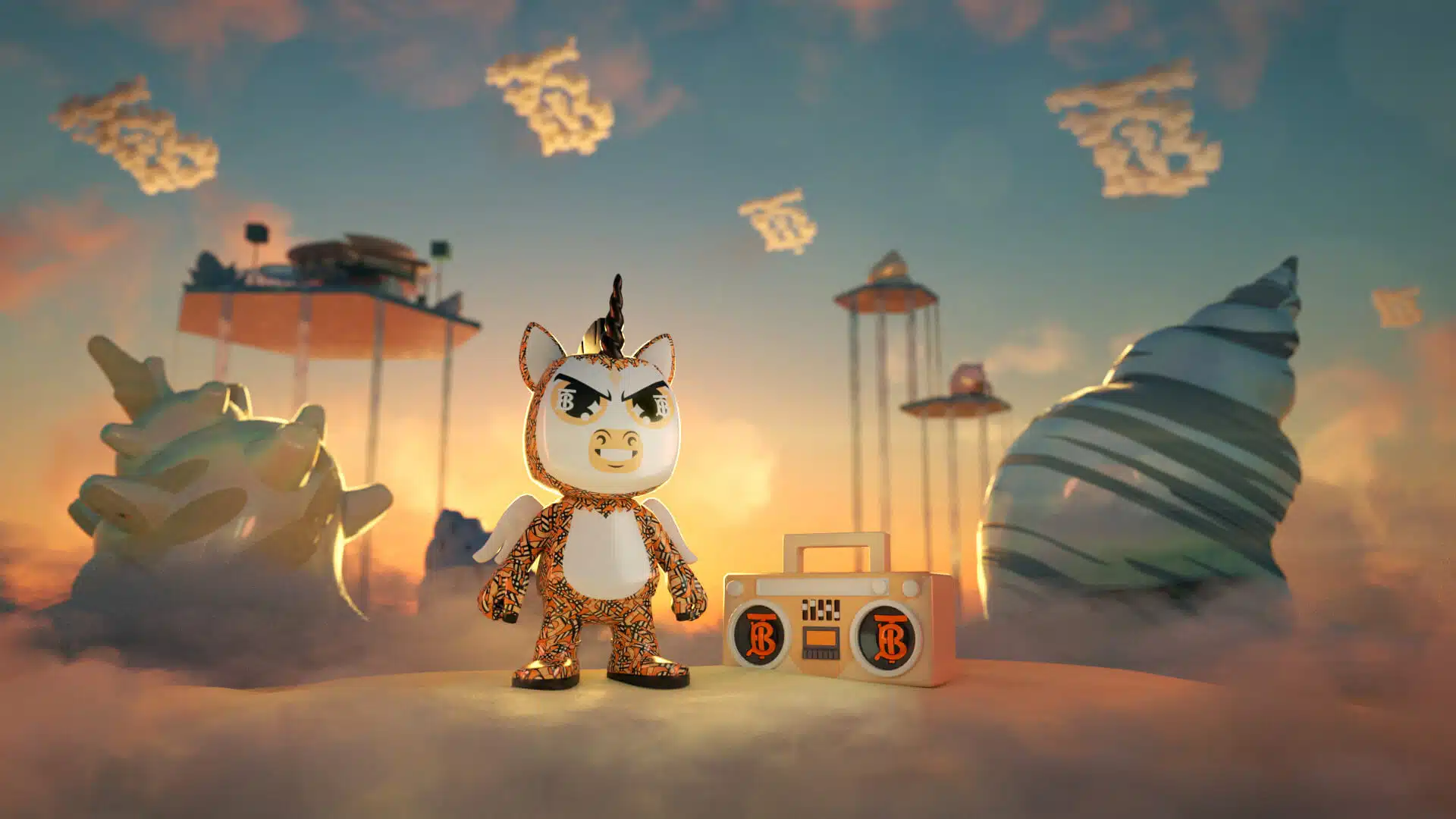 Burberry NFT character Minny B on Blankos Block Party